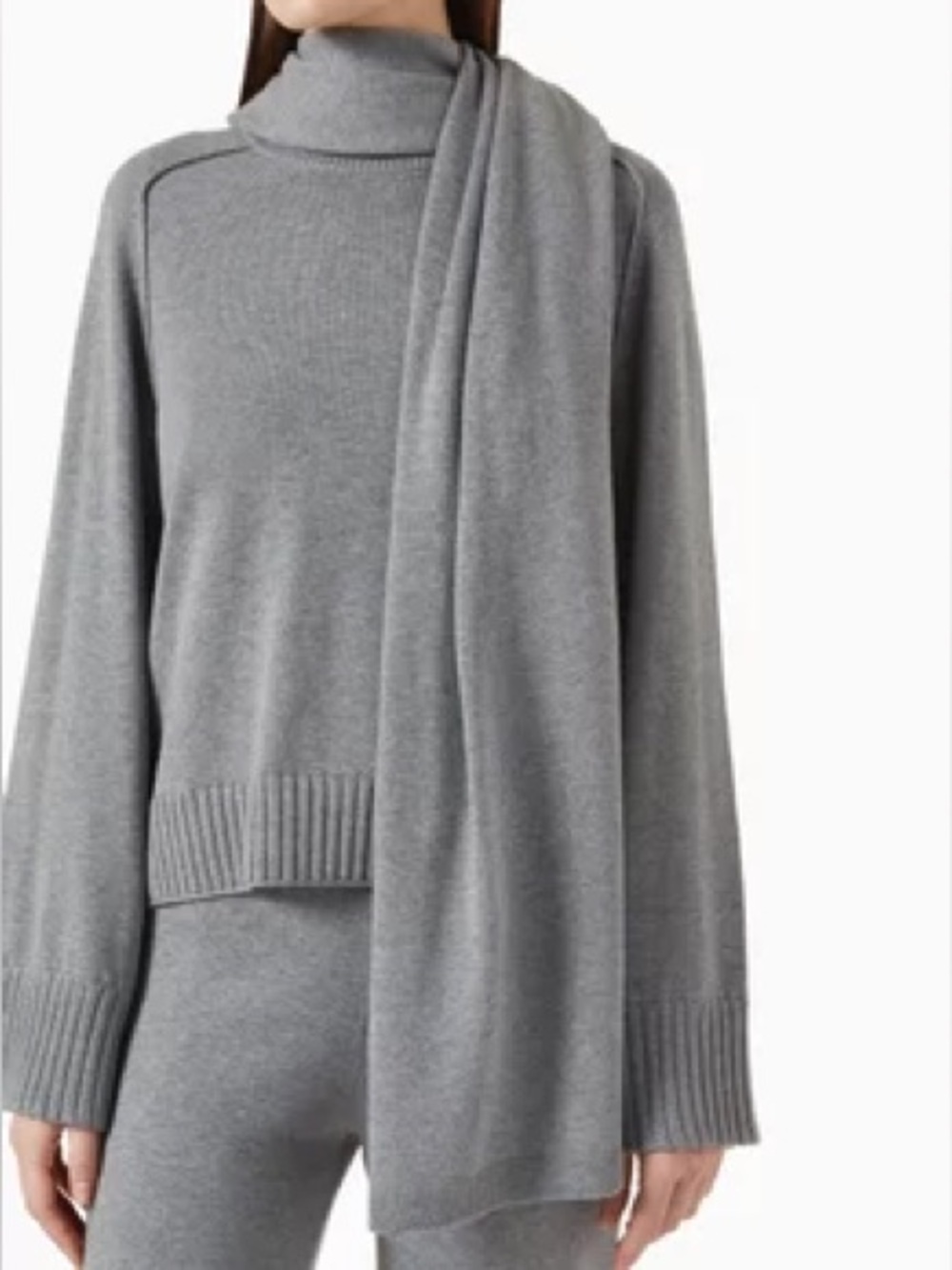 SIMKHAI Grey Wide Scarf in Cotton & Cashmere